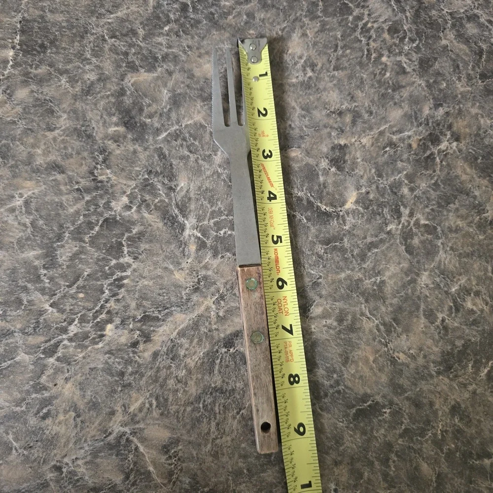 Vernco Granny‎ 3 Prong Tine Meat Serving Fork Wood 9